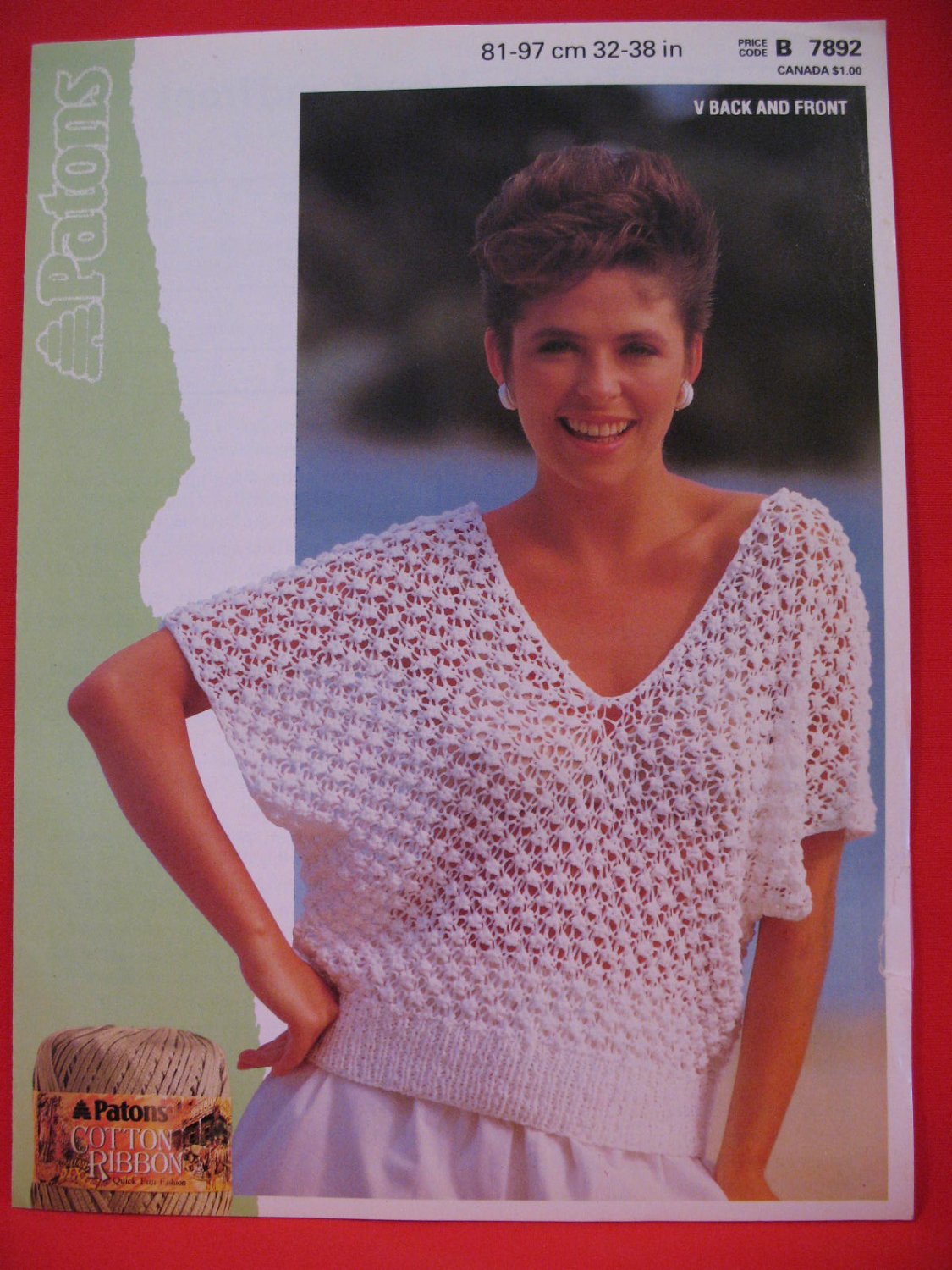 Patons Lady's Simple V Neck Sweater Vintage Knitting Pattern Ladies ...