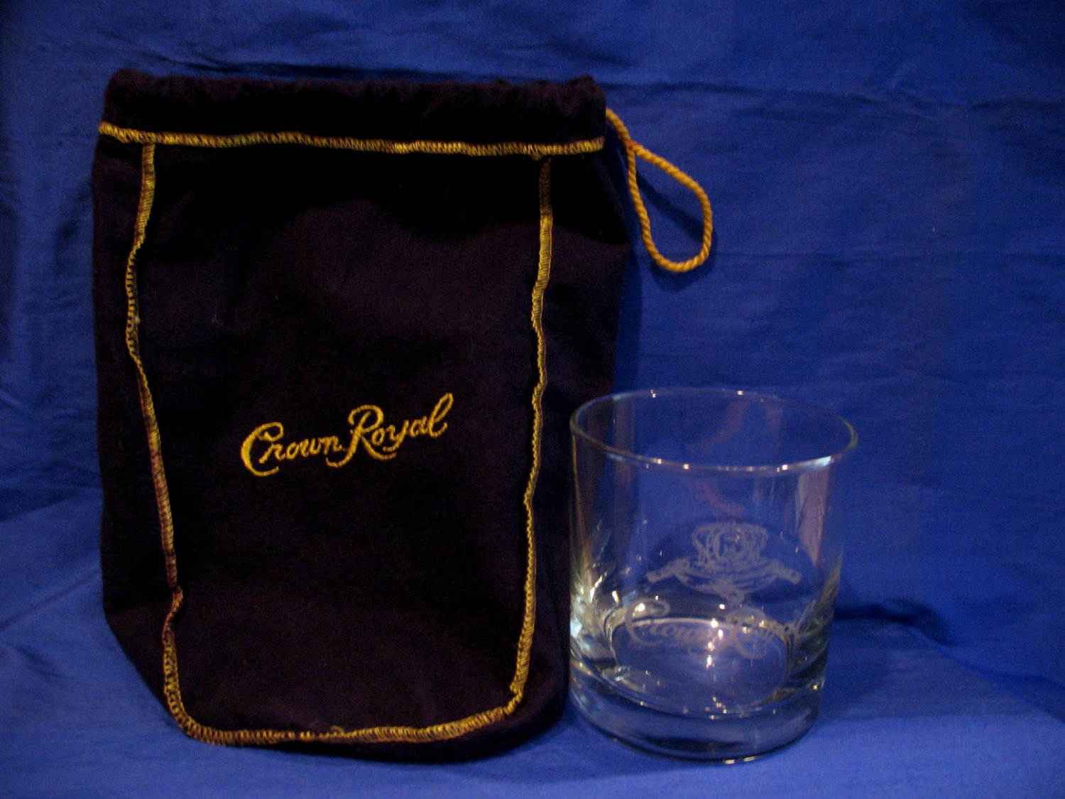 Crown Royal Whisky Glass with Purple Bag Whiskey Souvenir Round Shaped ...