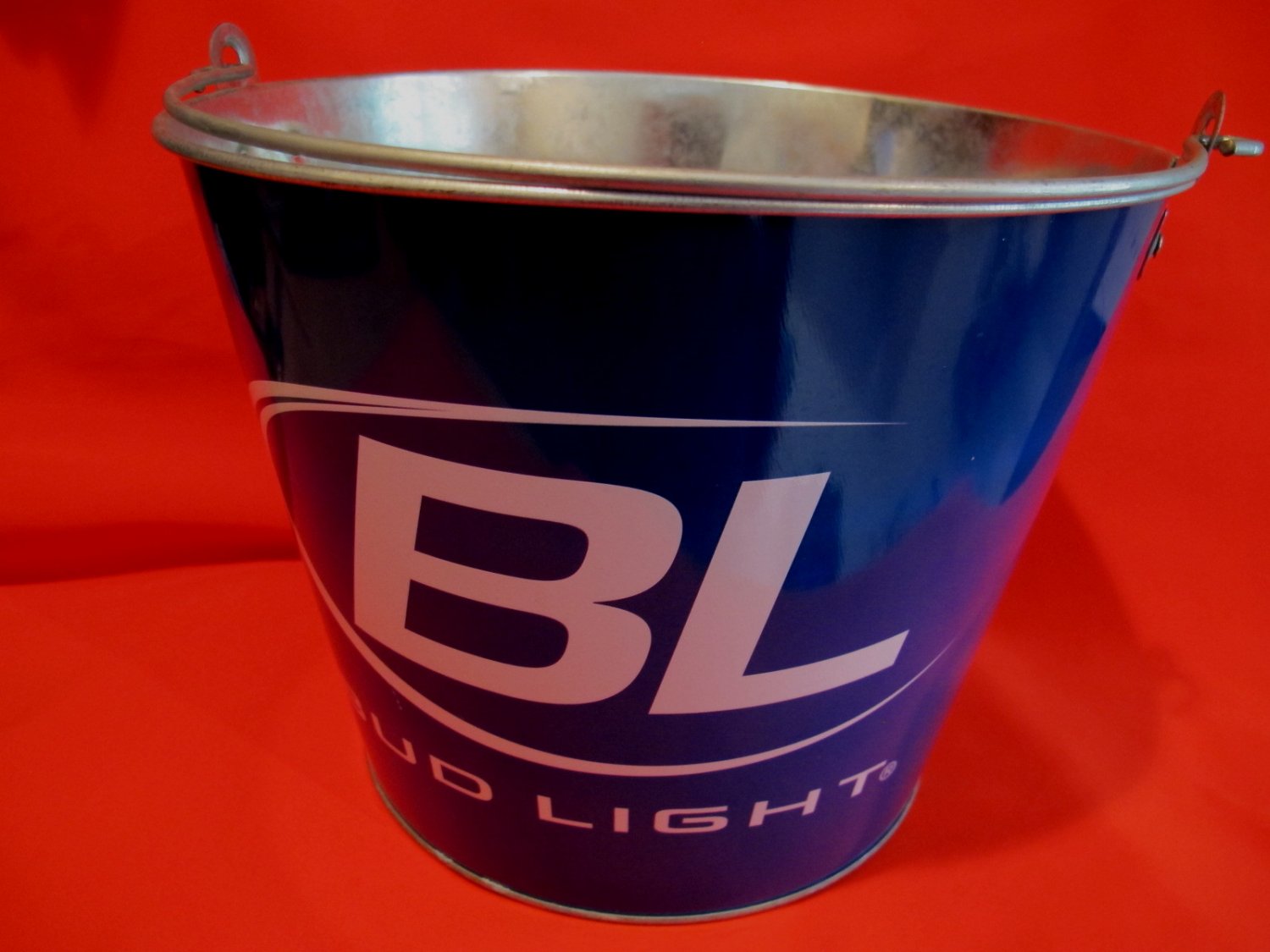 Budweiser Bud Light Beer Ice Bucket Collector Tin Metal Souvenir Bl Blue