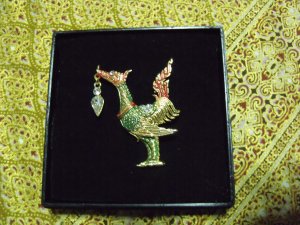 Kinnaree Thai Bird Swan Broach Brooch Pin Hand Gift