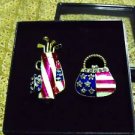 Goft Rhinestone America Broach Brooch Pin Handmade Gift