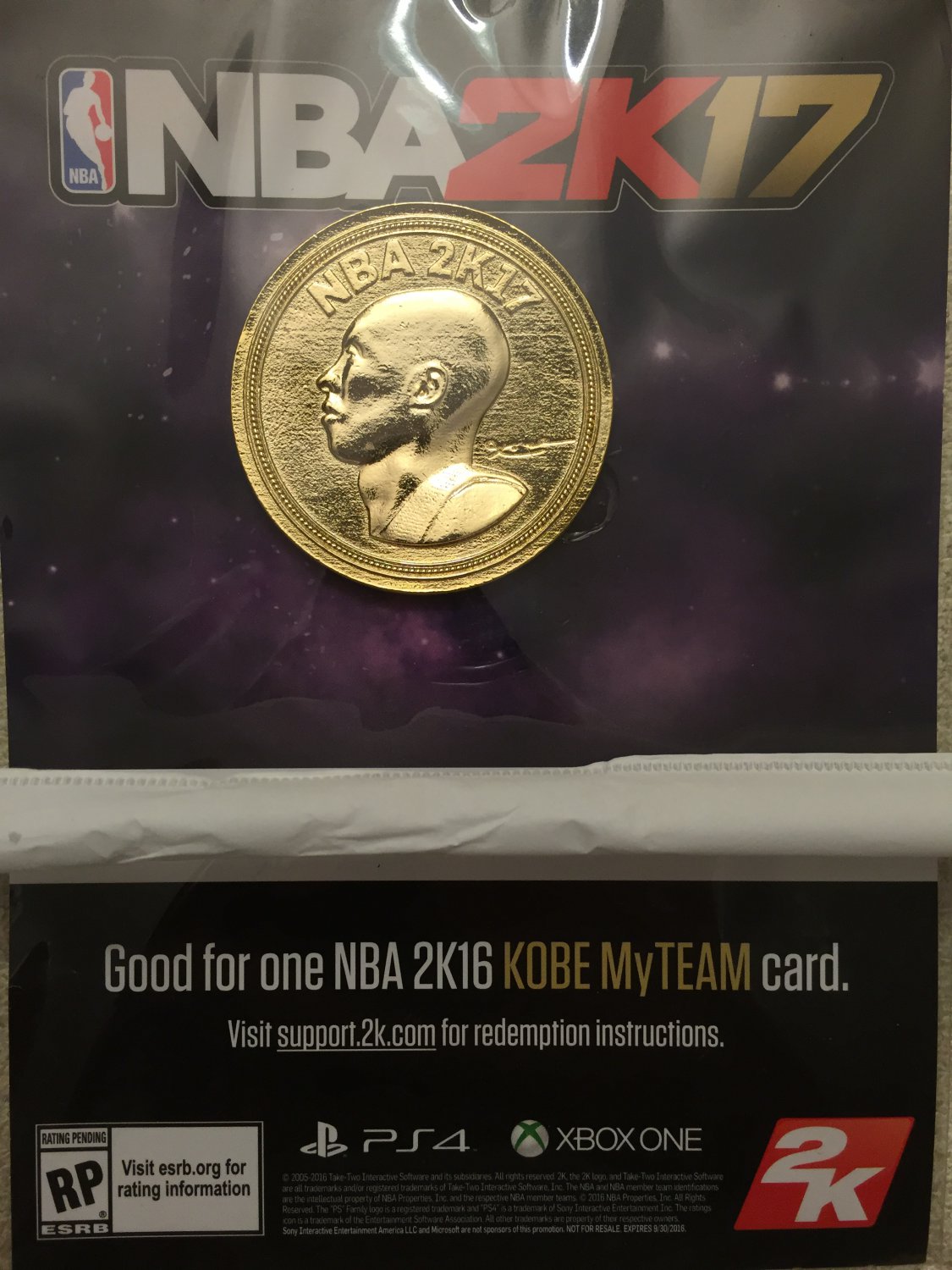 E3 2016 Exclusive NBA 2K17 Kobe Bryant MyTeam card code