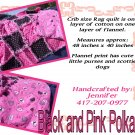 Pink and Black Polka Dot Crib Size Rag Quilt