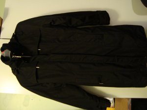 Weatherproof long black winter coat, size S, with hood excellent condition