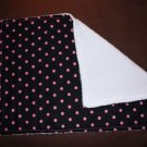 Handmade Black with Pink Polka Dots Burp Cloth