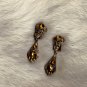 Vintage Trifari Earrings ~ Gold Finish w/Topaz color Rhinestones