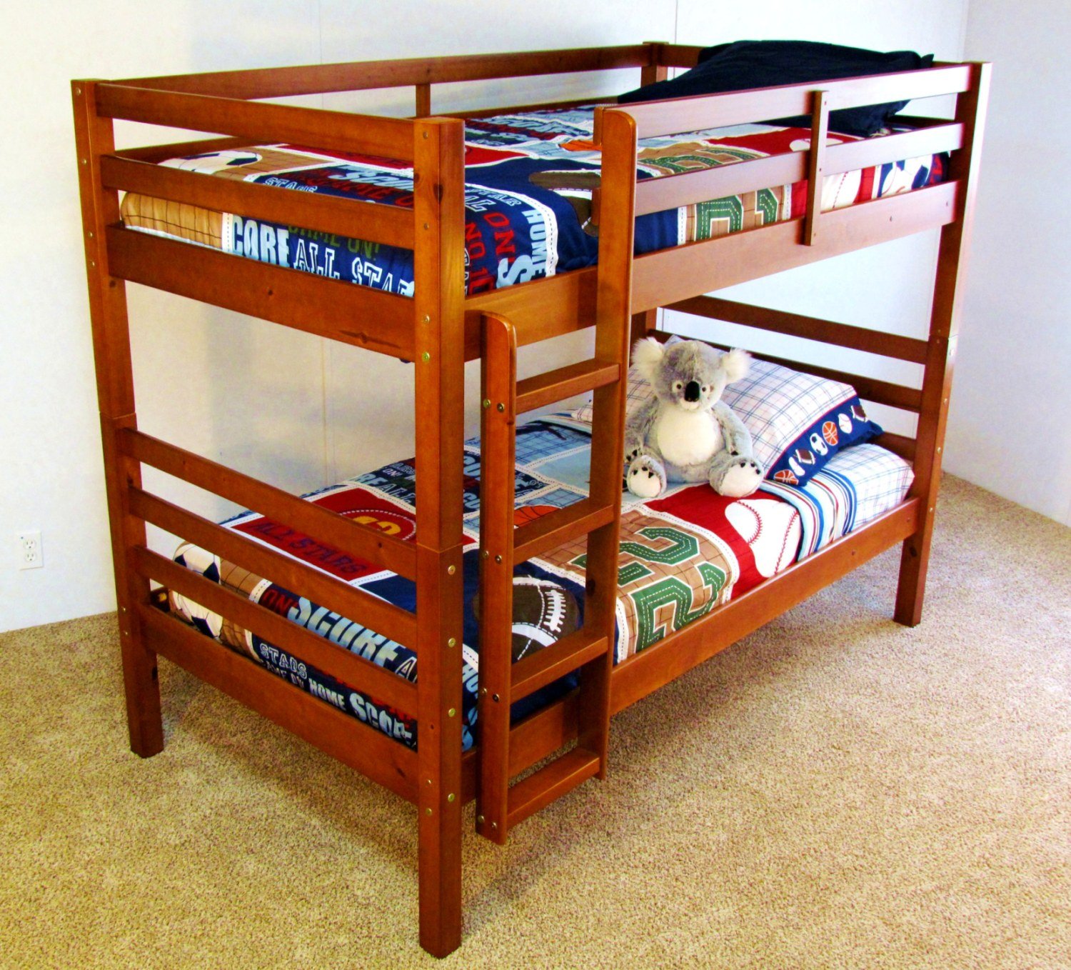 Twin over Twin Solid Wood Bunk Bed "The Boomerang" FREE SHIPPING