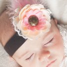 Vintage inspired flower&lace headband with feathers for any age