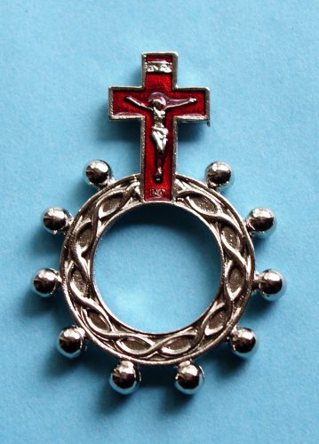 RR-21 Red Crucifix Rosary Ring