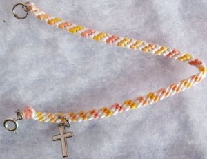 Pink, Yellow & White Cross Charm Bracelet