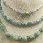 3 Piece Necklace Set 3 Strand Green and Blue Natural Stones Chain