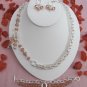 3 Piece Necklace Set Apricot AB Finish Crystals with Multi Chains