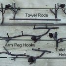 Handcrafted Iron Lodge Pinecone Bathroom 24" Towel Bar
