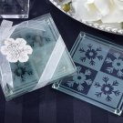 "Snow Crystals" Glass Coasters (Set of 2)