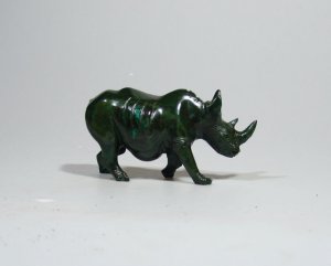 "The African Rhino" Verdite Shona Stone Sculpture Handmade in Zimbabwe!