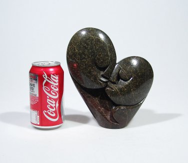 "Two Lovers" Serpentine Shona Stone Sculpture by CUTH Hand Carved in Zimbabwe!