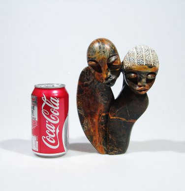 "Lady & Man" Abstract Serpentine Shona Stone Sculpture Hand Carved in Zimbabwe!