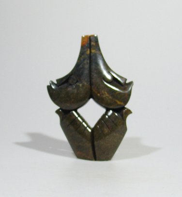 "Lovers Quarrel" Serpentine Shona Stone Sculpture Hand Carved in Zimbabwe!