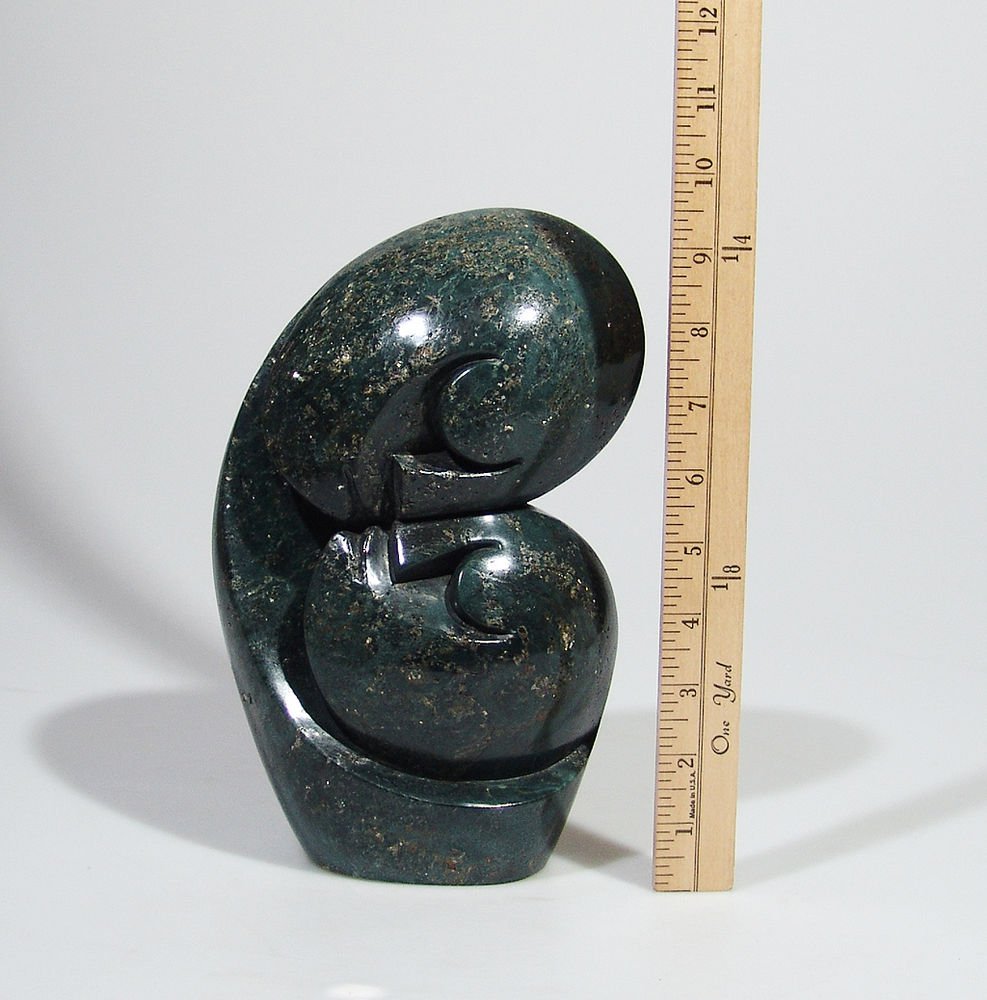 "Lovers" Sparkling Serpentine Shona Stone Sculpture Hand Carved ~Zimbabwe 9.6lbs