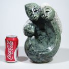 "Family of Three" Serpentine Shona Stone Art Hand Carved in Zimbabwe by Chris M.