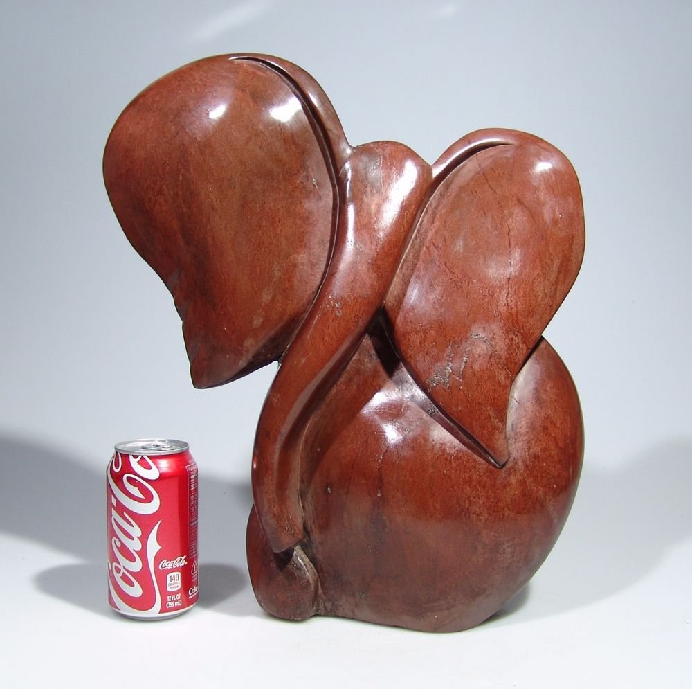 Large "African Elephant" in Red Jasper Stone Art Handmade in Zimbabwe!