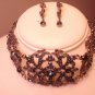 LARGE 3 INCHES EMERALD BLUE CRYSTAL CHOKER NECKLACE EARRINGS