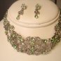 GREEN PERIDOT SILVER CHOKER NECKLACE EARRING JEWLERY