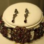 RED GARNET RUBY CRYSTAL CHOKER NECKLACE EARRING JEWELRY