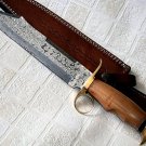 Damascus Throwing Bowie Knife with free leather cover