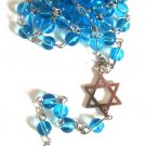 Jewish Rosary Blue Beads Star of David Pendant & Hamsa