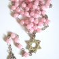 Jewish Rosary Pink Beads Star of David Pendant & Hamsa