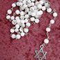 Jewish Rosary White Beads & Star of David