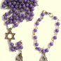 Jewish Rosary Hamsa Purple Beads Set