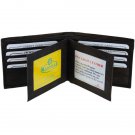 MENS BLACK LEATHER WALLET BIFOLD ID Window Free Ship New Credit Card Holder New