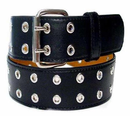 Black Wide Fashion 1 1/2 Inch Wide Leather Belt Silver Eyelets Ladies ...