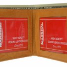 MENS TAN LEATHER WALLET BIFOLD ID Window Free Ship New Credit Card Holder New