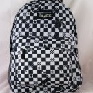 Black Backpack Checkered  School Pack Bag Hiking Day Rucksack Travel Carry On