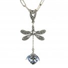 Dragonfly Daze No Monet Necklace Silver Blue Hand Crafted in USA Hand Painted Dragonfly Daze No Monet Necklace Silver Blue Hand Crafted in USA Hand Painted