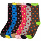 6 Pairs MAMIA POLKA Dot Crew Fashion Design Socks Size 9-11 Multi Color Girl SOX