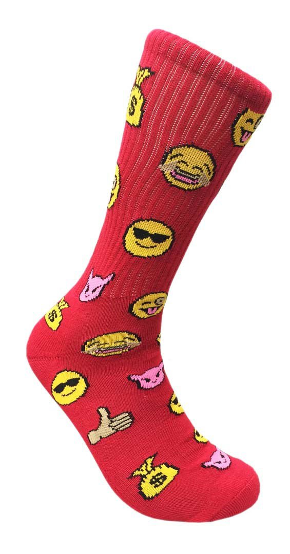 Emoji Socks Smiley's Design Socks Smile Smiley Fun Novelty Size 1013 Red