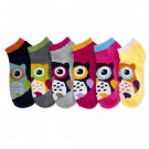 6 Pairs MAMIA Big Owl Low Cut Fashion Design Socks Size 9-11 LADY SOX Lot Of 6