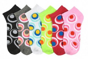 6 Pairs MAMIA Circles Low Cut Fashion Design Socks Size 9-11 SOX Lot Of 6 Girls