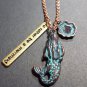 Mermaid Shell Necklace & Earrings Set Rose Gold Verdigris Color Fashion Ocean
