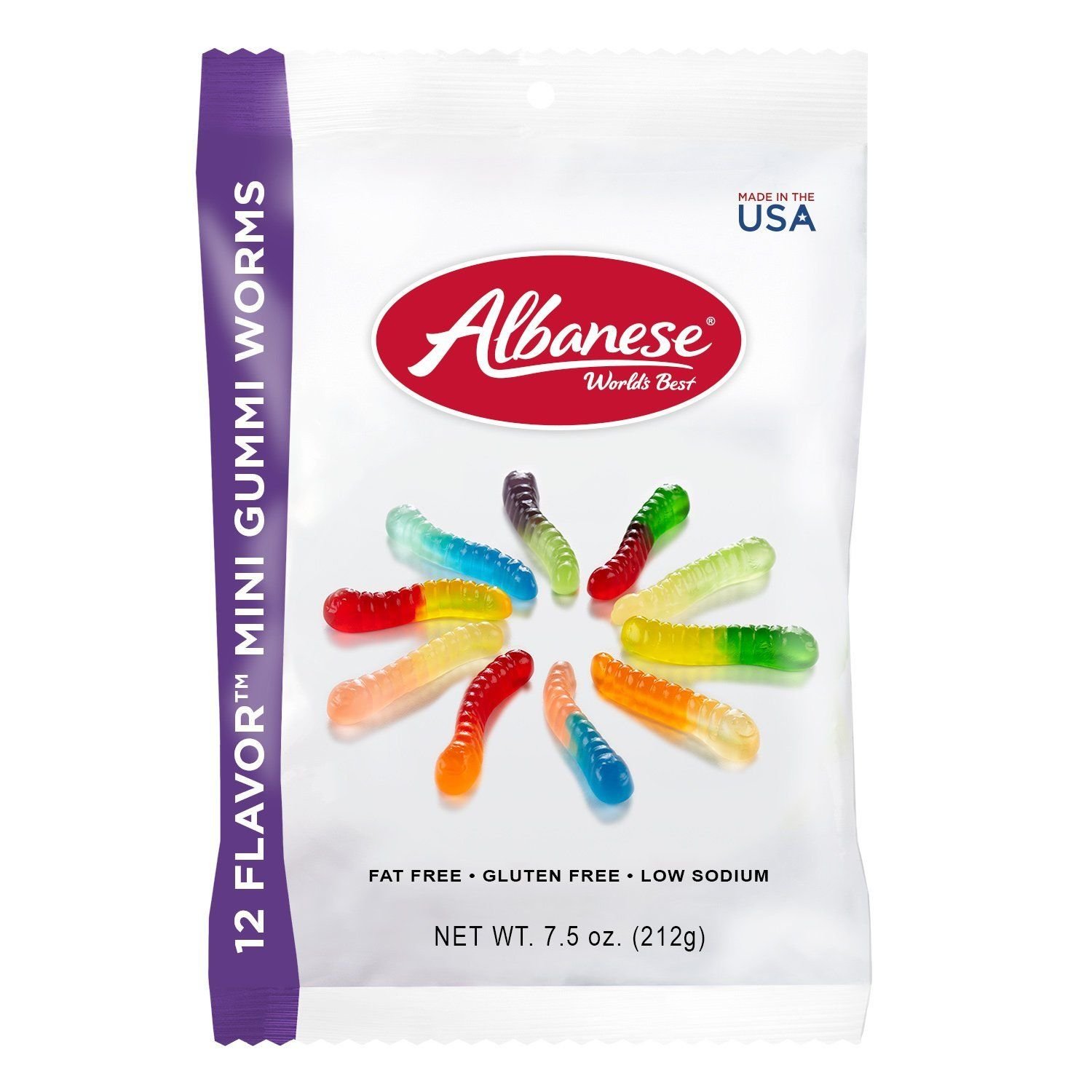 Albanese Gummi Mini Worms 12 Flavors Assorted Fruit 2 PACK of 7.5oz