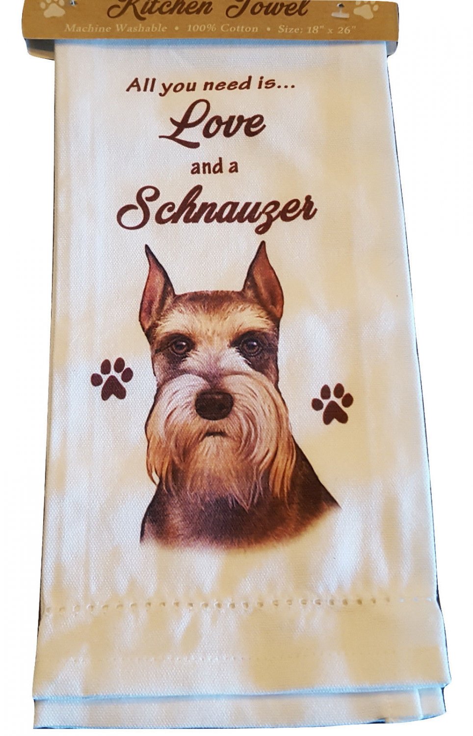 Schnauzer Kitchen Dish Towel Dog Pet Theme All You Need Is Love Cotton ...