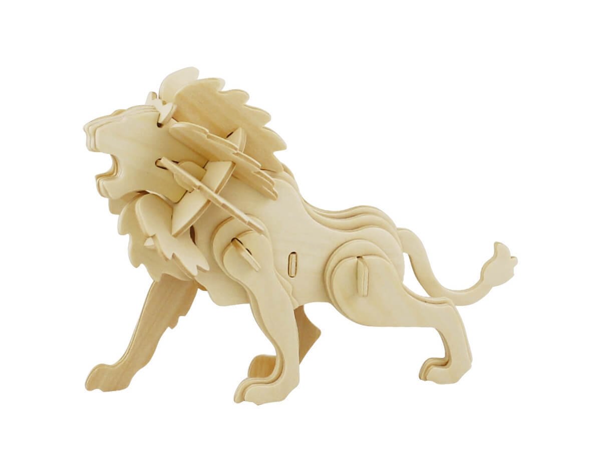 Lion 3D  Wooden Puzzle DIY 3 Dimensional Wood Build It 