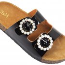 H2K KAREN STONE Buckle Ornament Black Fashion Slides Flip Flops Sandals Bling H2K KAREN STONE Buckle Ornament Black Fashion Slides Flip Flops Sandals Bling