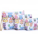3 Piece Travel Kit Cosmetic Bag Toiletry Purse Clutch Pouch Colorful Owls Birds 3 Piece Travel Kit Cosmetic Bag Toiletry Purse Clutch Pouch Colorful Owls Birds