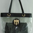 Clear Purse Handbag Black Trim W/ Insert See Through Security Jelly Plastic Bag Clear Purse Handbag Black Trim W/ Insert See Through Security Jelly Plastic Bag