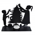 Trimming the Tree Scene & Candle Holder Decoration Christmas Metal Holiday Tea Trimming the Tree Scene & Candle Holder Decoration Christmas Metal Holiday Tea
